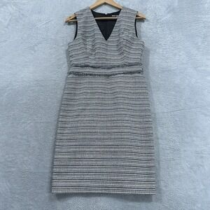 Karl Lagerfeld Paris Midi Dress Women 4 White Black Tweed Formal Elegant